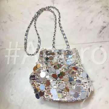 Grom 그롬 숄더백 스팽글 반짝반짝 실버 메탈릭