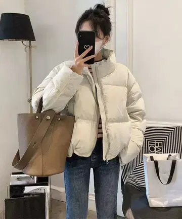 숏 기장 다운 자켓 XL [ 아이보리 ]