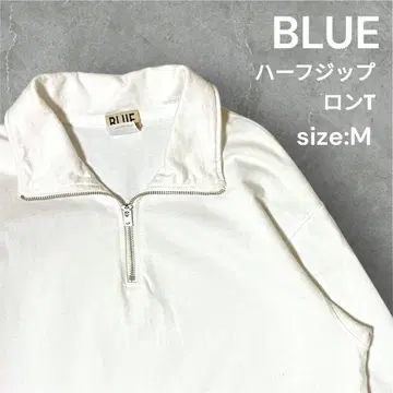 [ 인기 ] BLUE 하프 지퍼 롱 T 긴팔 티셔츠 size:M 화이트