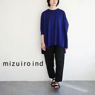 미즈이로 인디 코쿤 와이드 풀오버 블루 빅 사이즈