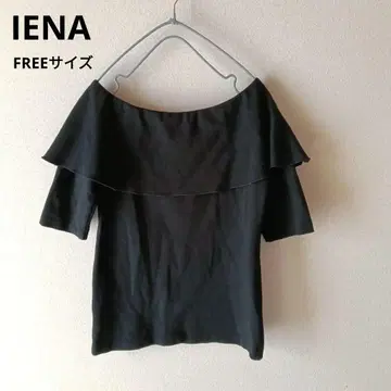 이에나 티셔츠 풀오버 블랙 오부 소매