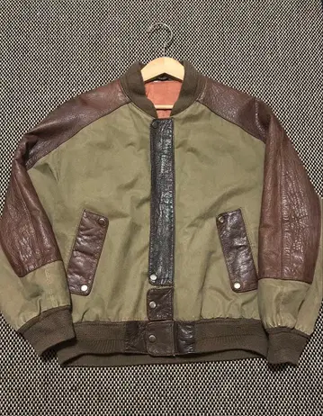 MA-1 가죽 자켓 봄버 자켓 올리브 그린 브라운