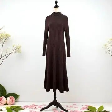 [ 1 ] 아르페쥬 스토리 리브 니트 원피스 다크 브라운