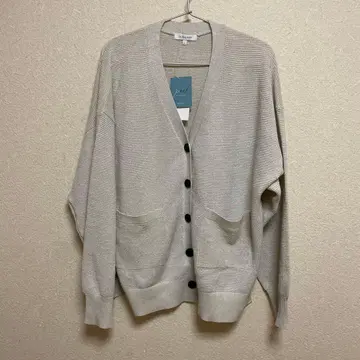 새상품 글로벌 워크 스키니 V넥 가디건 아이보리 라메 L