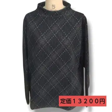 체크 무늬 격자 무늬 보틀넥 풀오버 티셔츠 바이어스 프린트