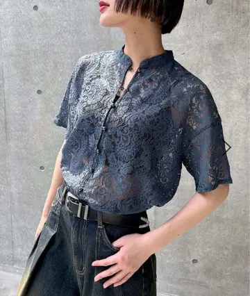 PAGEBOY WEB 한정판 아이템 레이스 밴드 카라 셔츠