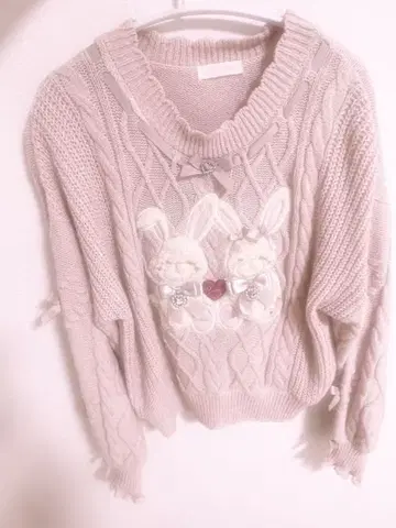 LIZLISA Twin Bunnies 니트 핑크