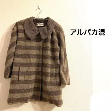 Caslay 알파카 혼방 스트라이프 롱 코트