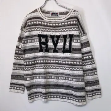 RYU SPORTS 류 서퍼 vibes 자카드 보더 코튼 니트