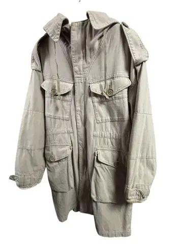 RNA 베이지 모즈 코트 백 프린트 라이너 포함