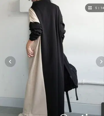 antiqua 바이컬러 롱 원피스