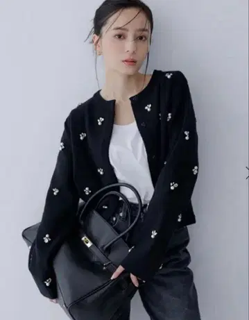 anuans 비쥬 니트 자켓 블랙