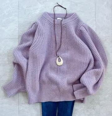 JOURNAL STANDARD 골지 니트 퍼프 슬리브 폭스 울