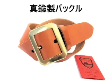 놋쇠제 팔각 버클 도치기 가죽 벨트 (카멜) 40mm 폭 통가죽