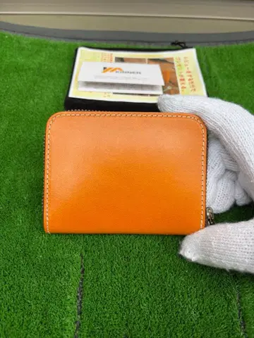 브라운 계열 가죽 지퍼 코인 카드 케이스