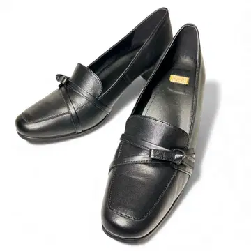 [ 미사용급 ] ing 가죽 펌프스 23.5 블랙 스퀘어토 리본