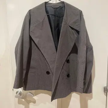 UNIQLO U 체크 무늬 더블 브레스트 자켓