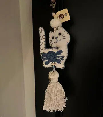 고양이 모양 패브릭 소재 참 인테리어 현관 장식품