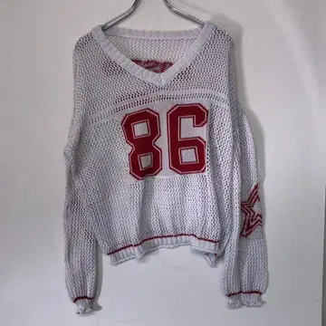 한국 스트릿 힙합 착용 하키 셔츠형 메쉬 니트탑