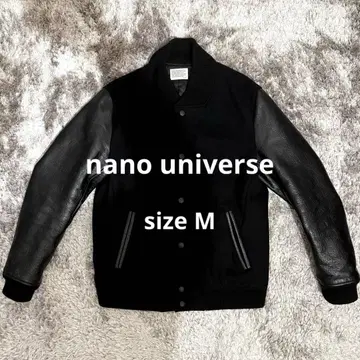 나노 유니버스 울 가죽 바시티 자켓 블랙