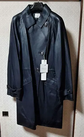 네이비 가죽 롱 코트 미착용