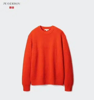 완판템 택 포함 새상품 유니클로 리브 크루넥 스웨터 JWA 오렌지 M