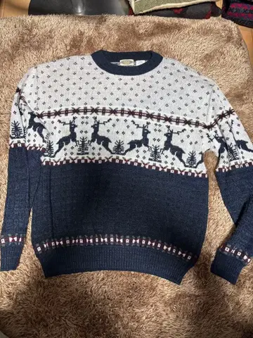 90s 00s 빈티지 사슴 패턴 니트 스웨터 구제 의류 터키산