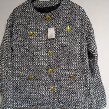 블랙 화이트 트위드 자켓 새상품