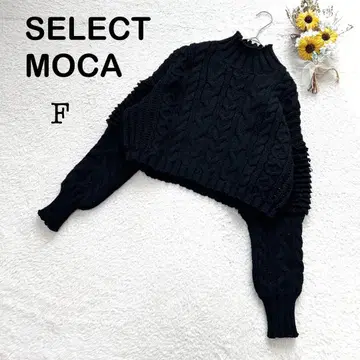 [ SELECT MOCA 셀렉트 모카 ] 긴팔 크롭 니트 스웨터 블랙