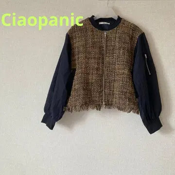 차오패닉 블루종 트위드 절개 프린지 나일론 네이비 F