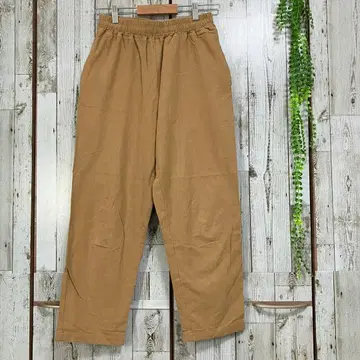 사만다 모스모스 블루 팬츠 와이드 테이퍼드 브라운 L 코튼