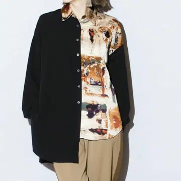 W503 osmosis 프린트 전환 비대칭 셔츠