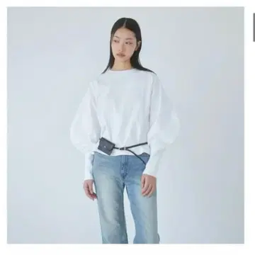 와이드 슬리브 코튼 롱T 화이트