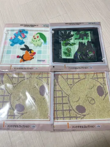 포켓몬 제일복권 포켓몬 자수 타월과 스티커 세트