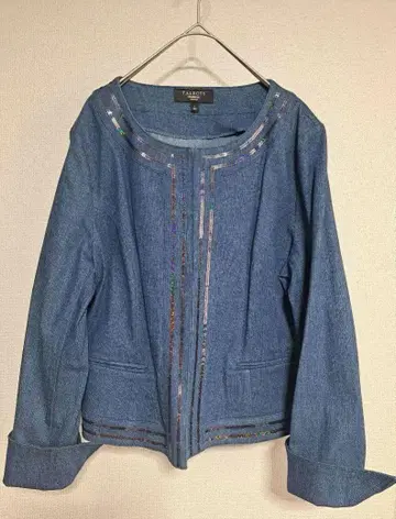 TALBOTS (탈봇) 데님 블루 노카라 자켓 스팽글 L