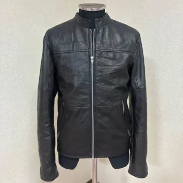 이케오지 JIGGYS SHOP 블랙 가죽 싱글 라이더 자켓