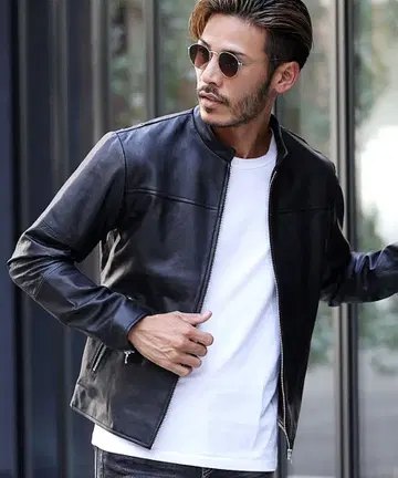 이케오지 JIGGYS SHOP 블랙 가죽 싱글 라이더 자켓