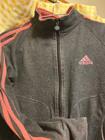 adidas 집업 트랙 자켓 그레이/핑크