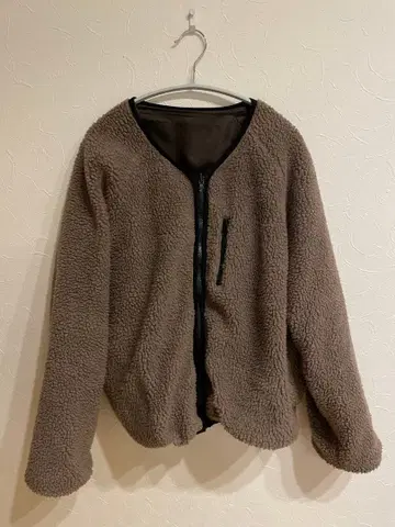 플리스 집업 자켓 브라운 블루종 2way