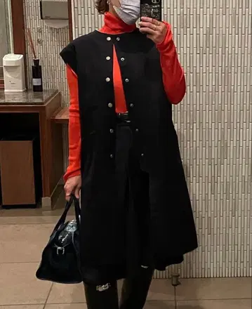 새상품급 BACCA 더블 크로스 헤비 멜톤 미들 베스트 36 네이비