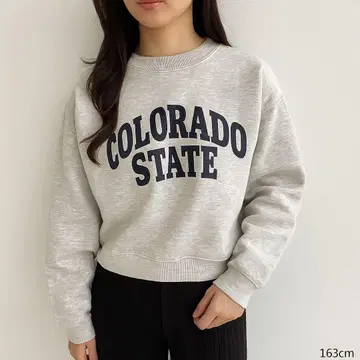 사만사 모스모스 맨투맨 숏 기장 여성용 빅 로고 콜로라도 그레이