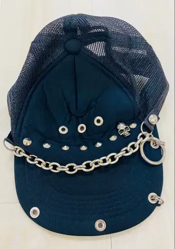 캡 스터드 체인 포함 블랙 스컬 해골 해골 체인 빈티지