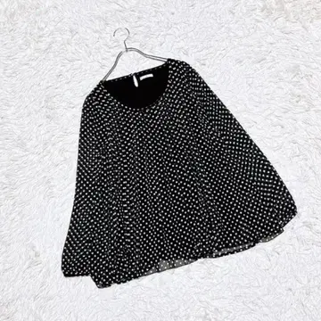 [ELLE] 도트 무늬 쉬폰 블라우스 (40) 플리츠 시어 튜닉