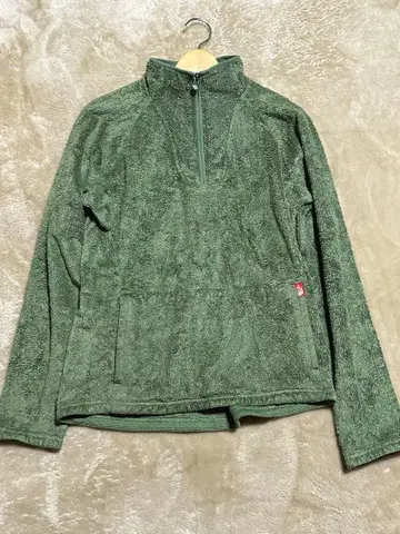 플리스 자켓 그린 하프 지퍼
