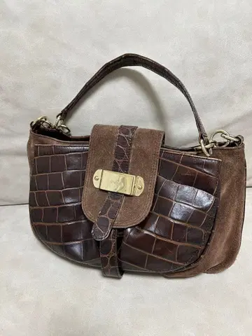 FURLA 훌라 엠보 x 스웨이드 브라운 가죽 숄더백