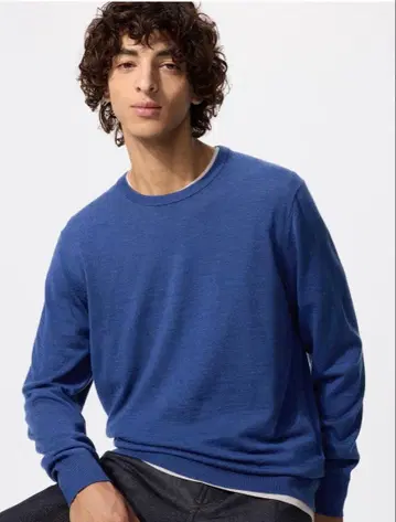 새상품 미개봉 메리노 크루넥 스웨터 블루 xxl