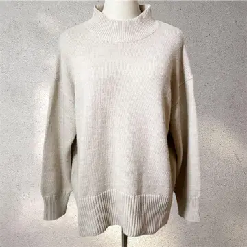 [ 오파크 클립 ] 38/니트/베이지/빅 루즈/하이넥/긴팔