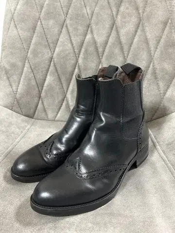 BOEMOS 보에모스 천연 가죽 윙 칩 블랙 사이드 고어 부츠