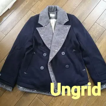 언그리드 코트 P코트 다크 네이비 x 그레이 스터드