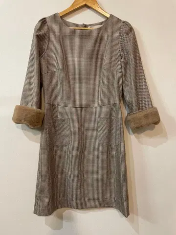 31Sons de mode 체크 무늬 원피스 퍼 베이지
